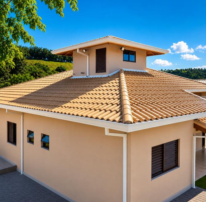 Residência com calhas e rufos instalados pela DSA
